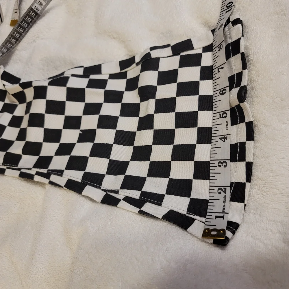 NwT. GIRLS stretch 70s bell bottom flare pants checkered size 10 - Picture 12 of 12